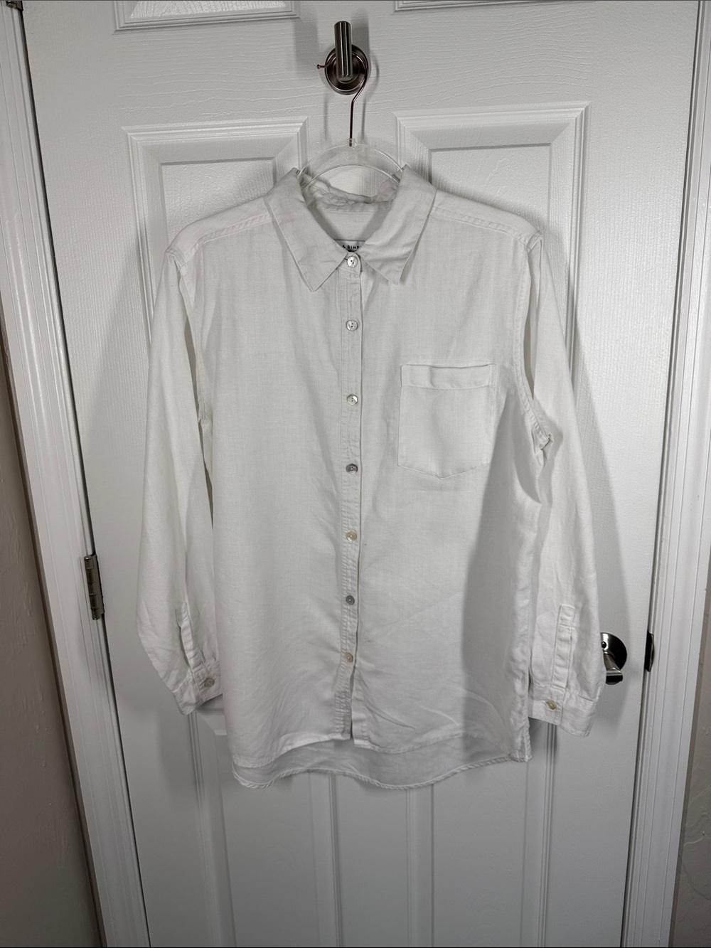 Pure & Simple heavyweight white linen button down shirt size medium